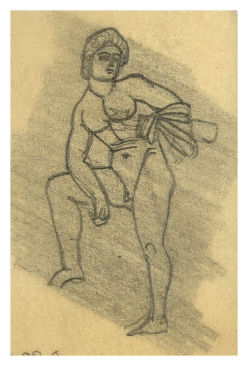 Studio di una statua raffigurante Eros (disegno) di Disertori, Benvenuto Maria (prima metà sec. XX)