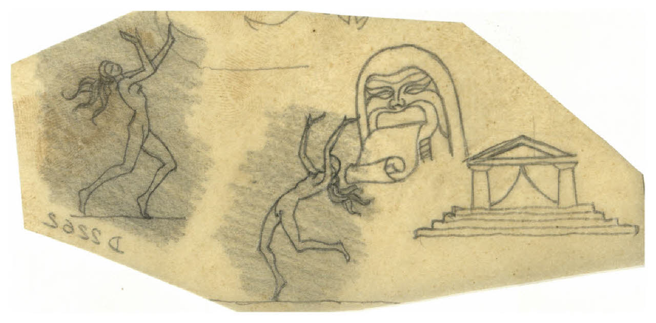 Menadi danzanti. Studio per illustrazione (disegno) di Disertori, Benvenuto Maria (prima metà sec. XX)