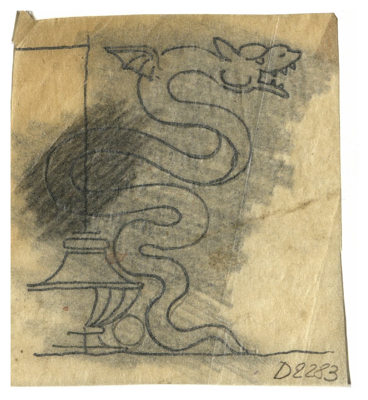 Drago. Studio per illustrazione (disegno) di Disertori, Benvenuto Maria (prima metà sec. XX)