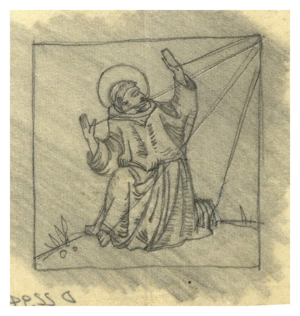 San Francesco riceve le stigmate (disegno) di Disertori, Benvenuto Maria (prima metà sec. XX)