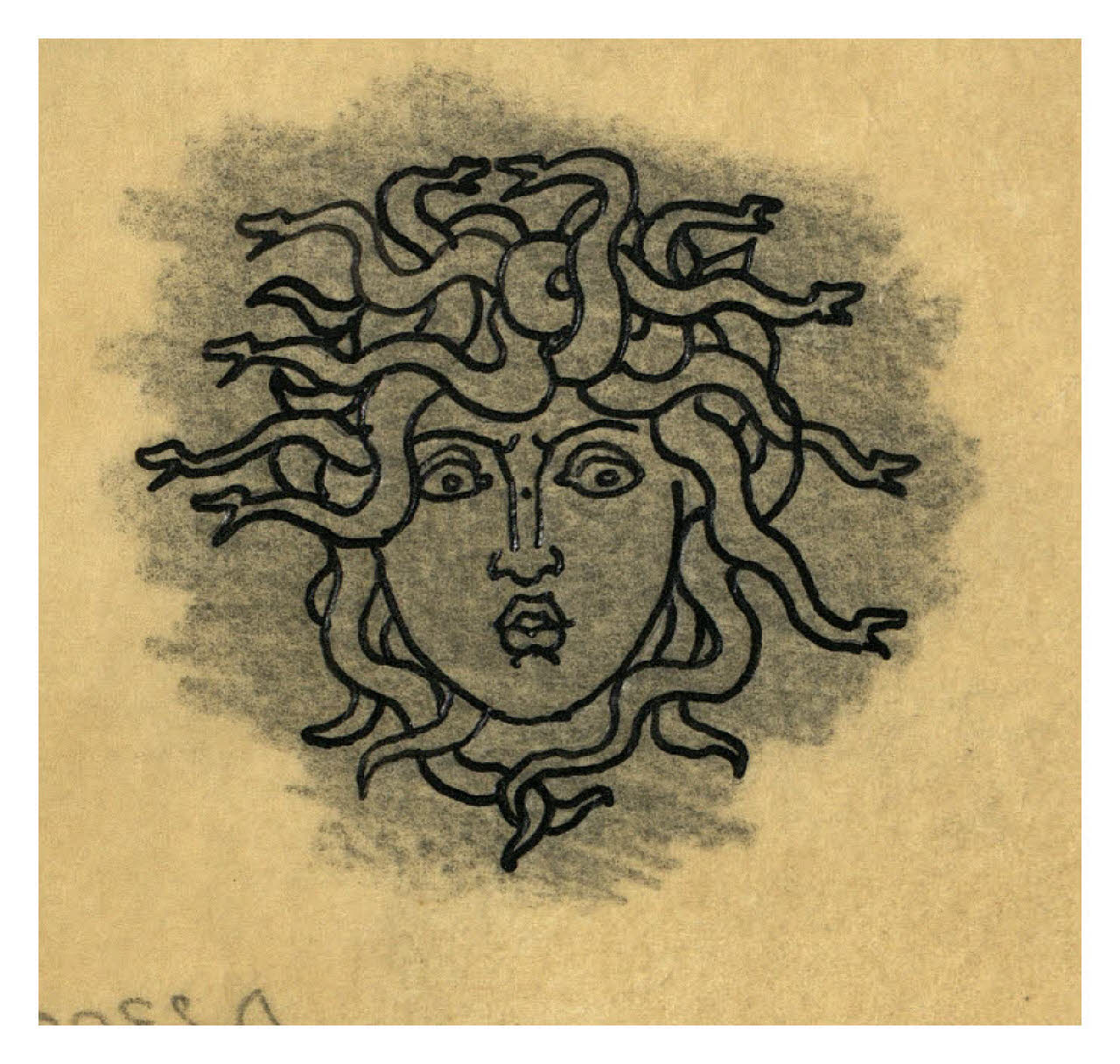 Testa di Medusa. Studio per illustrazione (disegno) di Disertori, Benvenuto Maria (sec. XX)