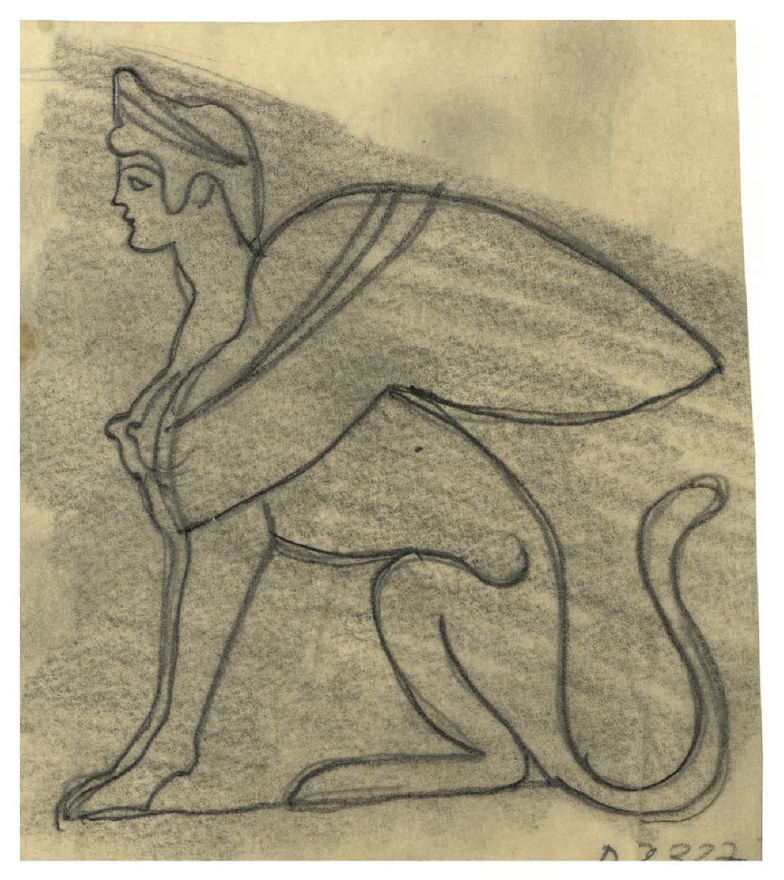 Sfinge. Disegno preparatorio per la copertina di Luigi Pirandello, Tutti i romanzi, Milano, Mondadori, 1957 (disegno) di Disertori, Benvenuto Maria (sec. XX)