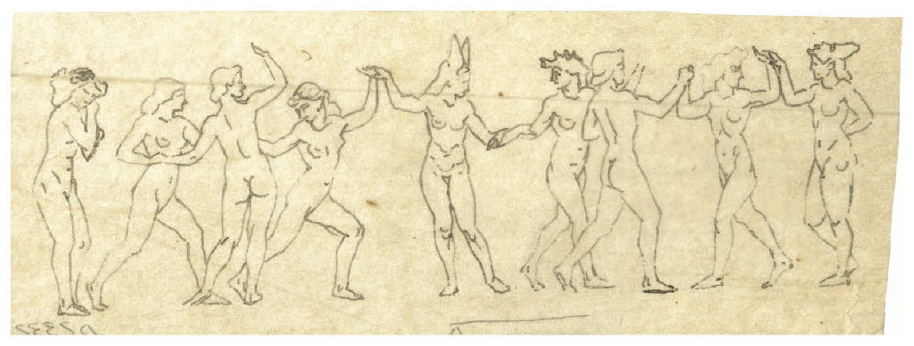 Le nove muse (disegno preparatorio per l'acquaforte, mai realizzata, Il Pianeta Marte) (disegno) di Disertori, Benvenuto Maria (sec. XX)