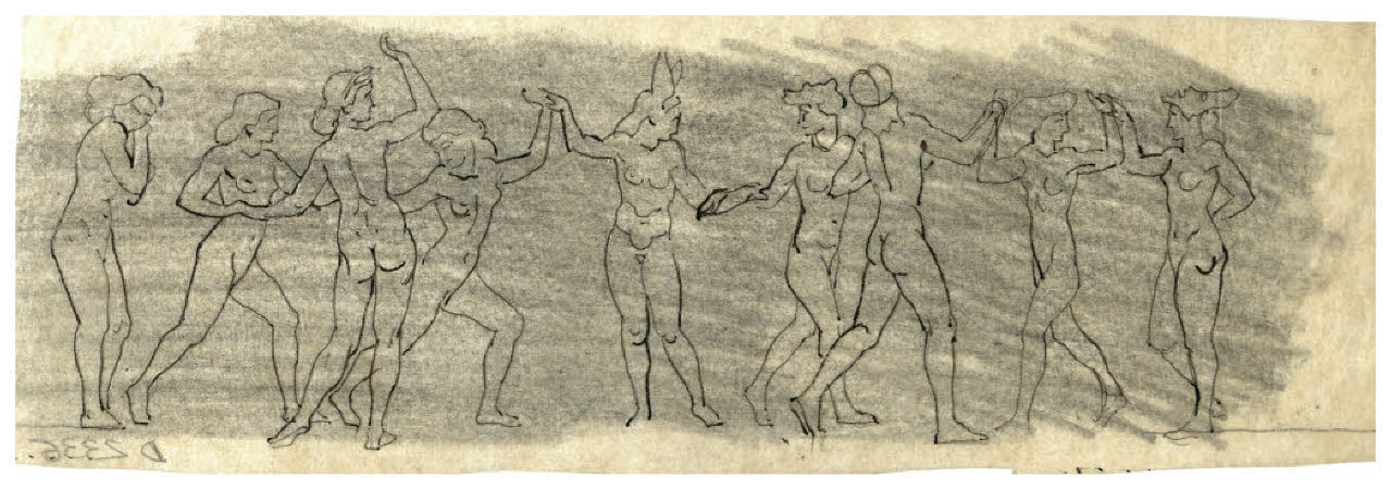 Le nove muse (disegno preparatorio per l'acquaforte, mai realizzata, Il Pianeta Marte) (disegno) di Disertori, Benvenuto Maria (sec. XX)