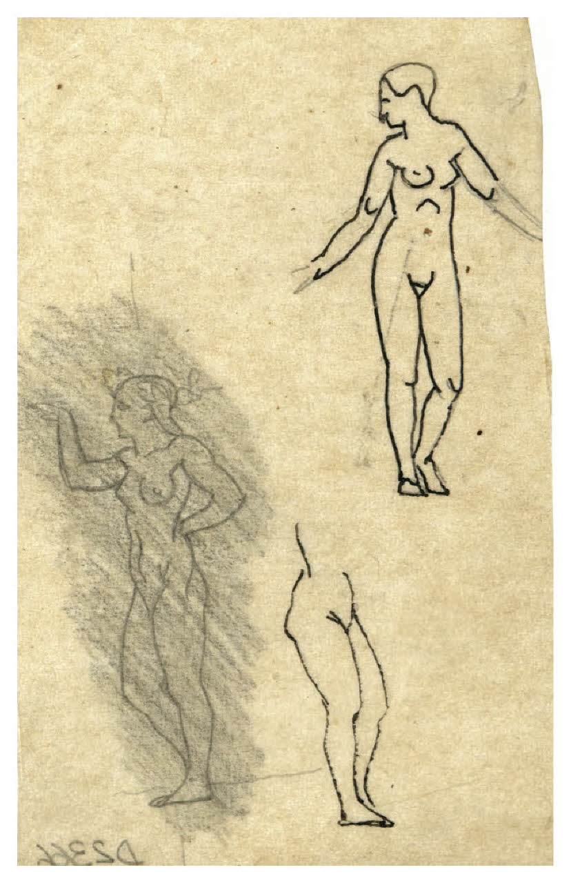 Nudi femminili. Studi per la danza delle muse nell'acquaforte, mai realizzata, Il Pianeta Marte (disegno) di Disertori, Benvenuto Maria (sec. XX)