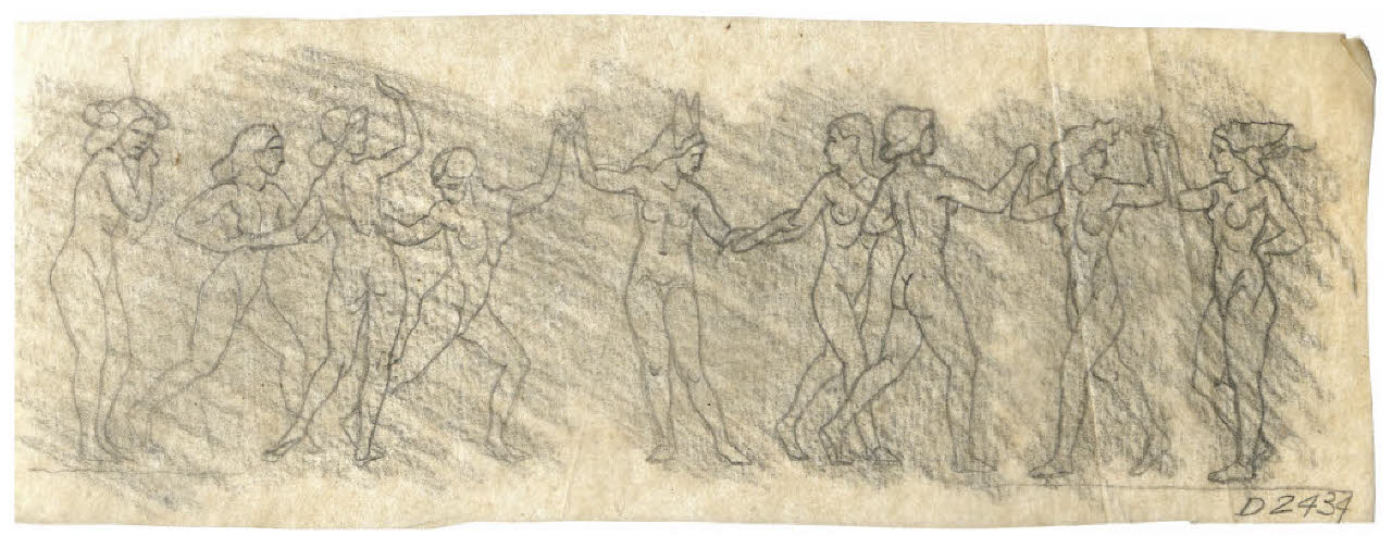 Le nove muse (disegno preparatorio per l'acquaforte, mai realizzata, Il Pianeta Marte) (disegno) di Disertori, Benvenuto Maria (sec. XX)