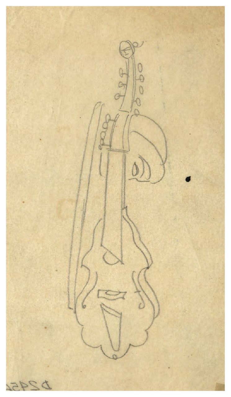 Viola e maschera (disegno) di Disertori, Benvenuto Maria (prima metà sec. XX)