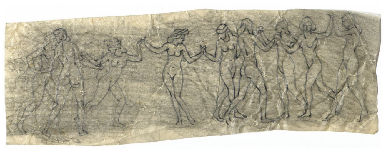 Le nove muse (disegno preparatorio per l'acquaforte, mai realizzata, Il Pianeta Marte) (disegno) di Disertori, Benvenuto Maria (sec. XX)