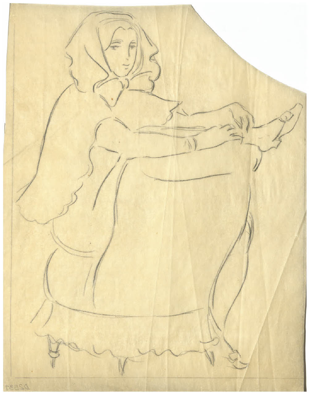 Figura femminile seduta su un divano (disegno) di Disertori, Benvenuto Maria (prima metà sec. XX)