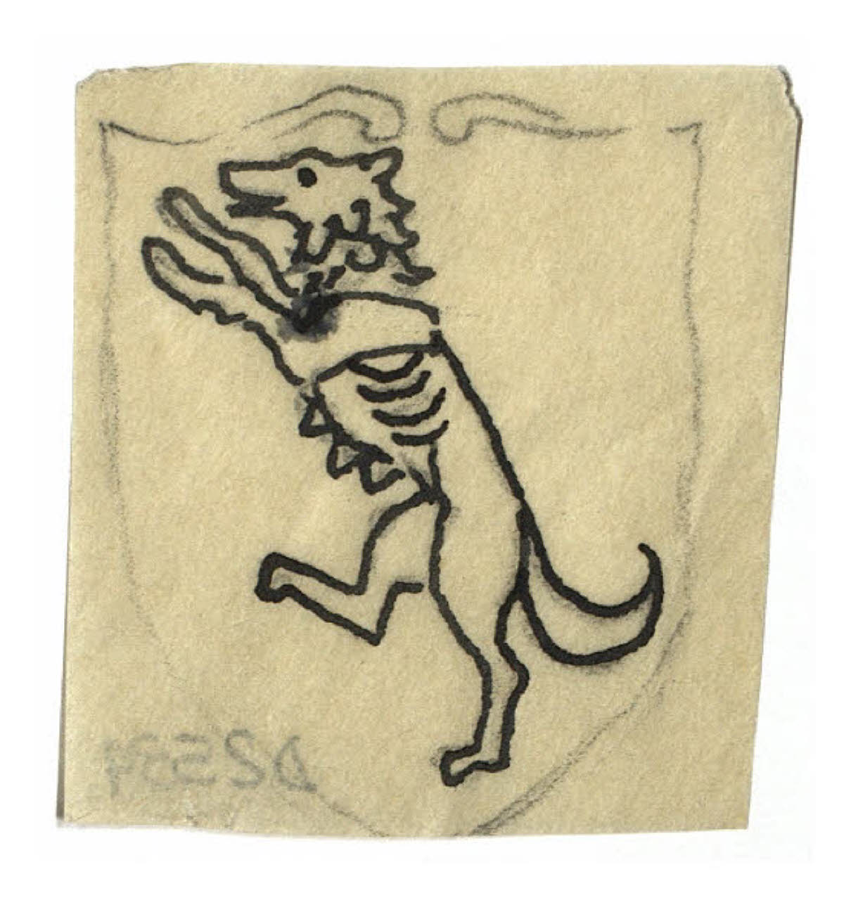 Stemma con lupa rampante (disegno) di Disertori, Benvenuto Maria (prima metà sec. XX)