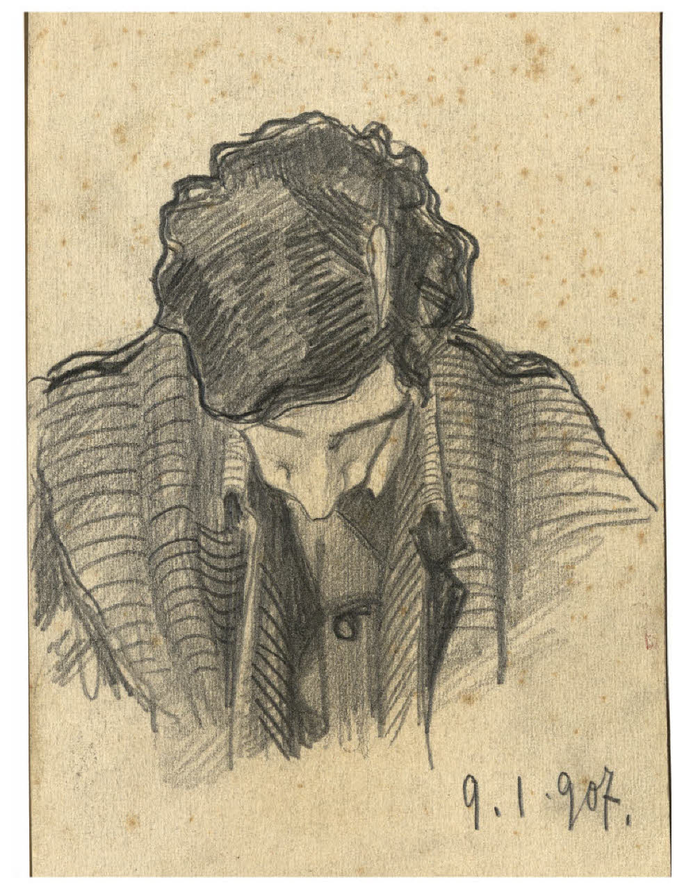 Testa d'uomo (disegno) di Disertori, Benvenuto Maria (sec. XX)