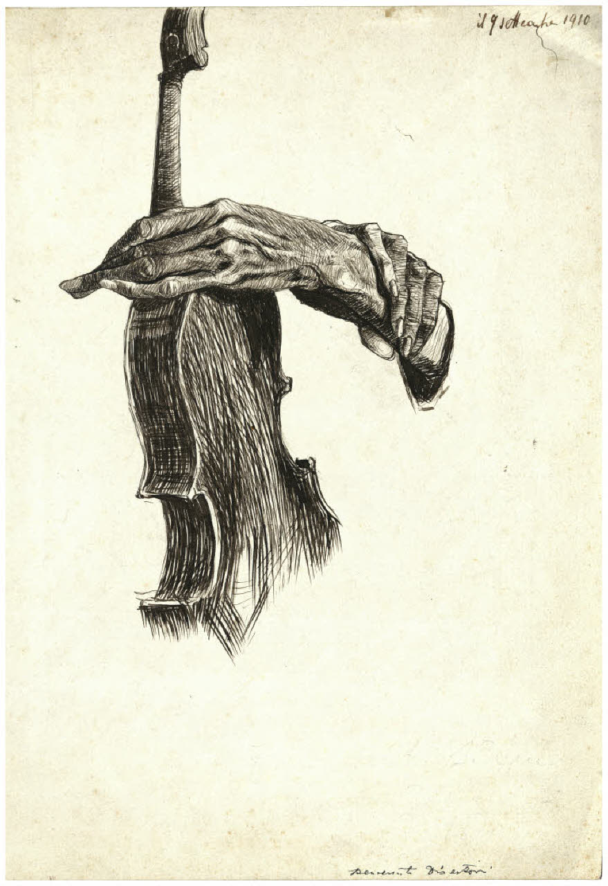 Studio di mano e violino (disegno) di Disertori, Benvenuto Maria (sec. XX)