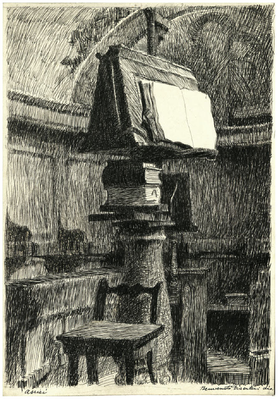 Il coretto di S. Damiano ad Assisi (disegno) di Disertori, Benvenuto Maria (prima metà sec. XX)