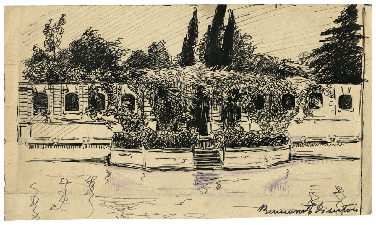 Facciata della Peggy Guggenheim Collection a Venezia (disegno) di Disertori, Benvenuto Maria (prima metà sec. XX)