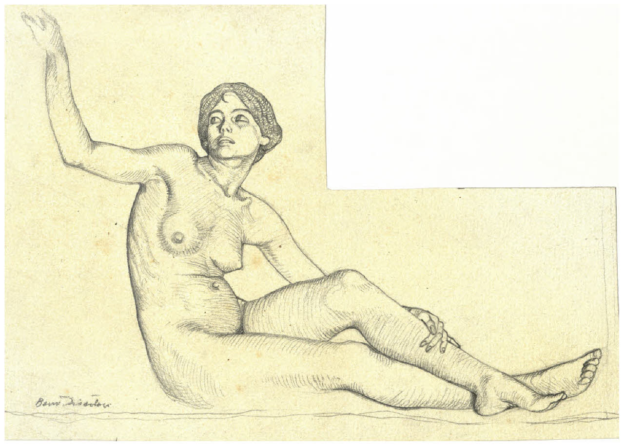 Nudo femminile seduto. Studio di figura per l'ex libris per Francesco Sapori (disegno) di Disertori, Benvenuto Maria (prima metà sec. XX)