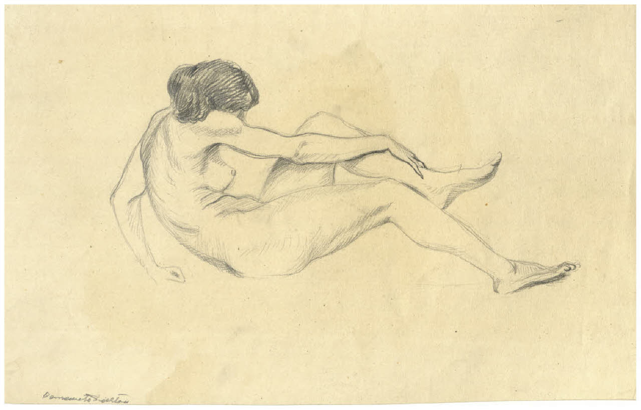 Nudo femminile seduto (disegno) di Disertori, Benvenuto Maria (prima metà sec. XX)