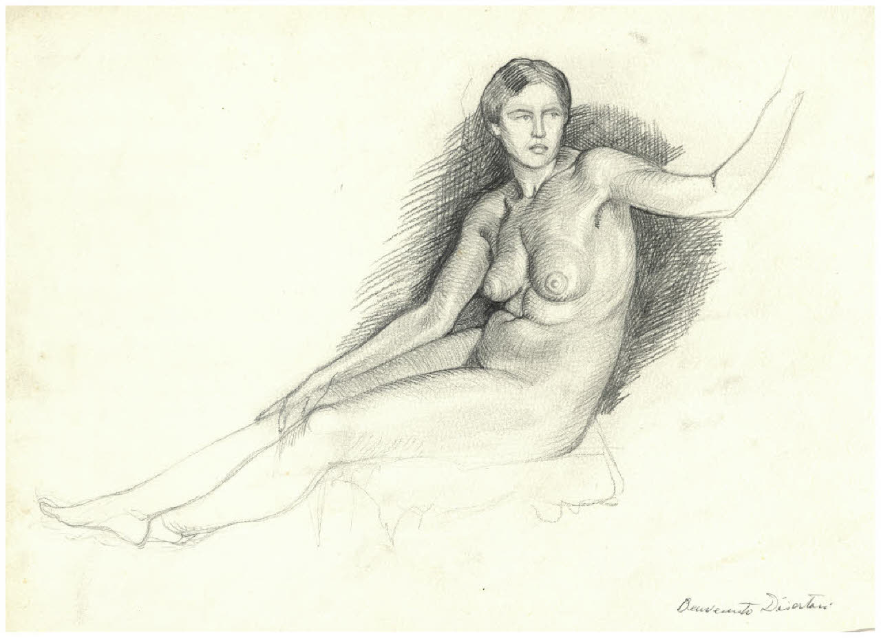 Nudo femminile seduto (disegno) di Disertori, Benvenuto Maria (prima metà sec. XX)