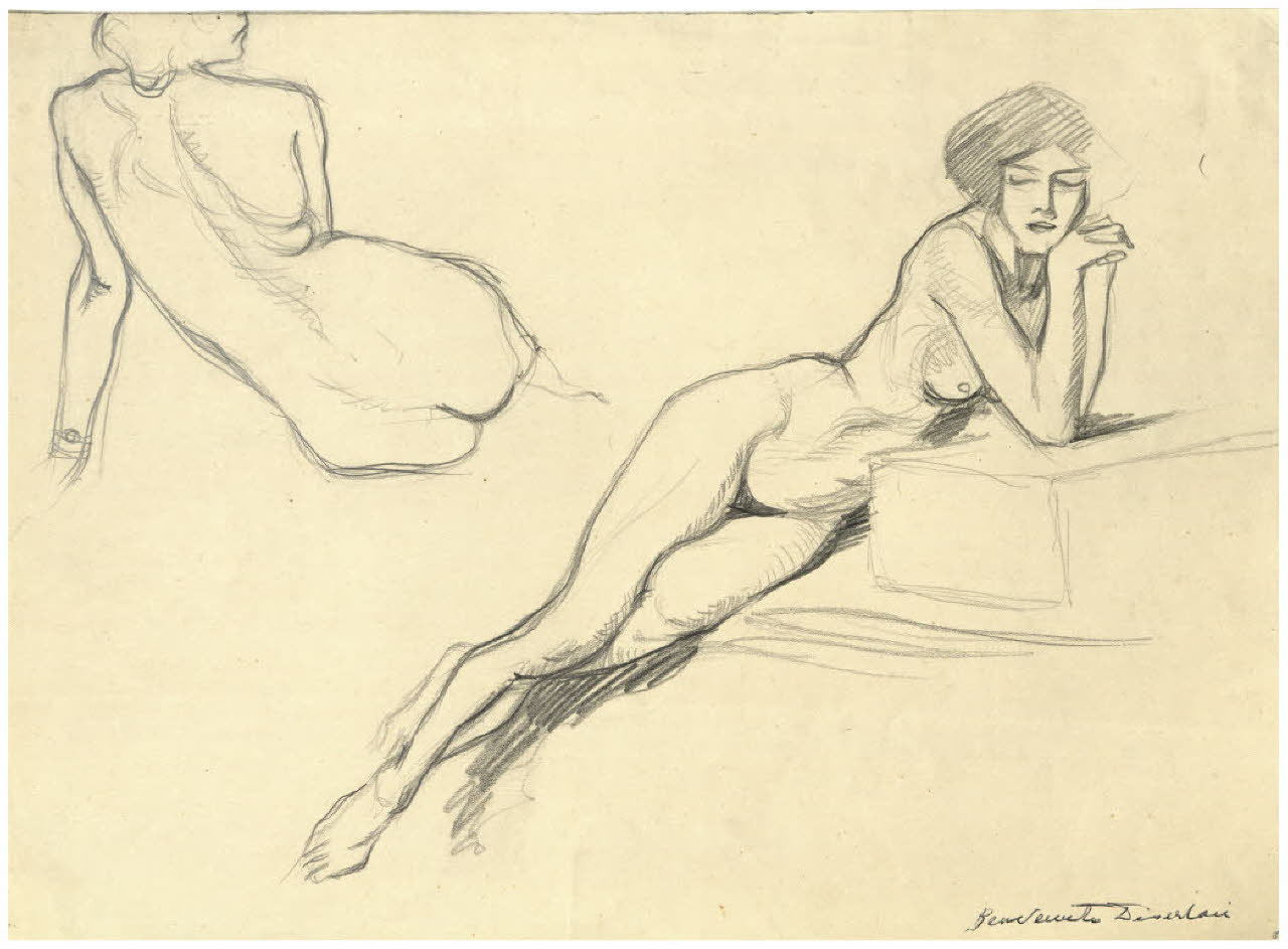 Due nudi femminili (disegno) di Disertori, Benvenuto Maria (prima metà sec. XX)