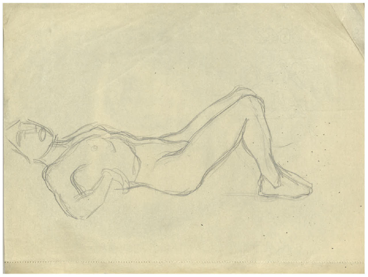 Nudo femminile disteso (disegno) di Disertori, Benvenuto Maria (sec. XX)