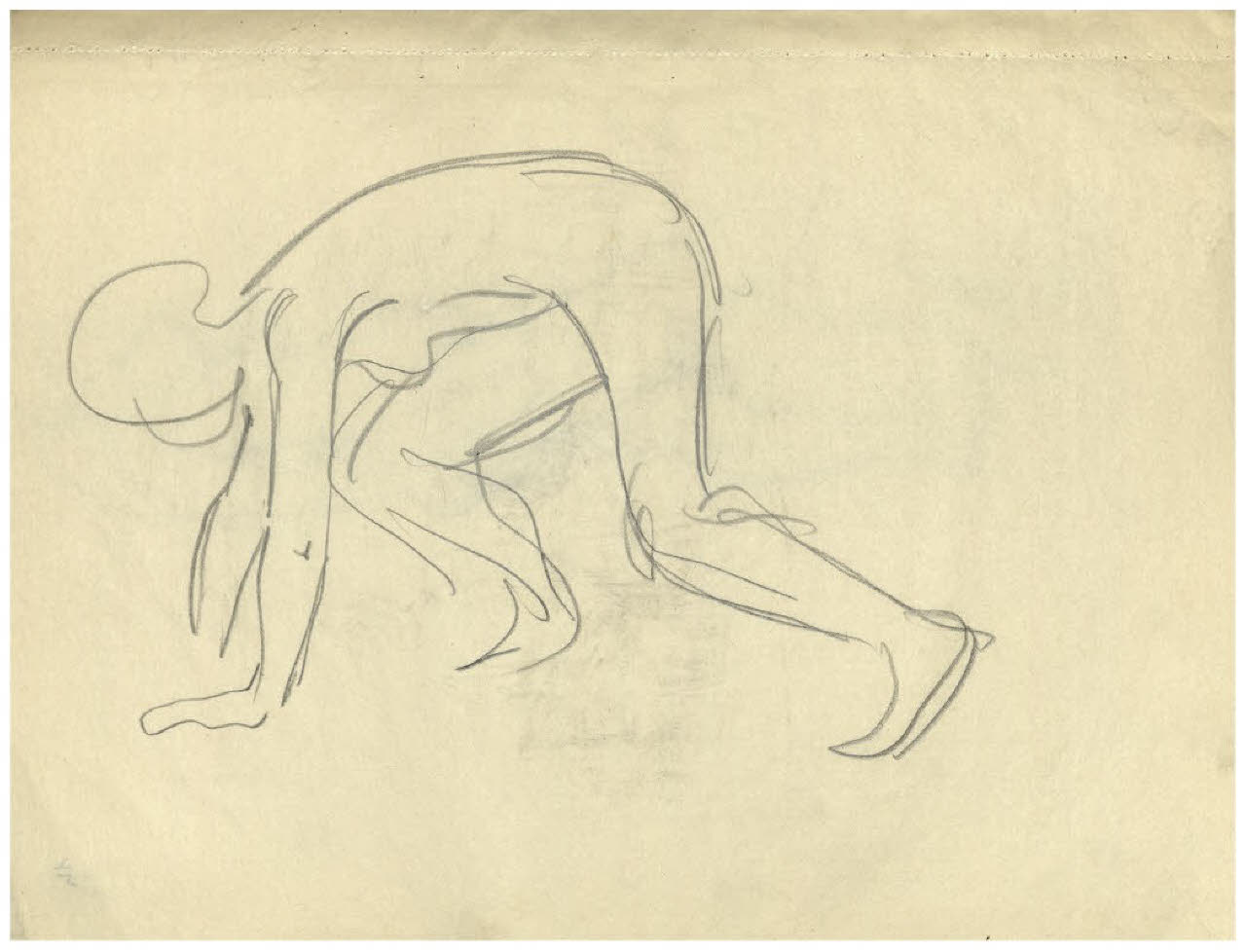 Nudo femminile chinato in avanti (disegno) di Disertori, Benvenuto Maria (sec. XX)