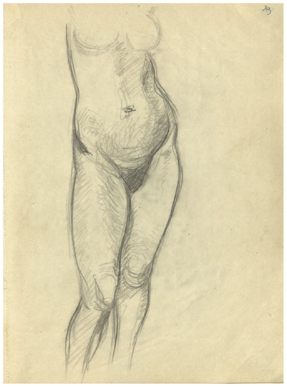 Nudo femminile in piedi (disegno) di Disertori, Benvenuto Maria (sec. XX)
