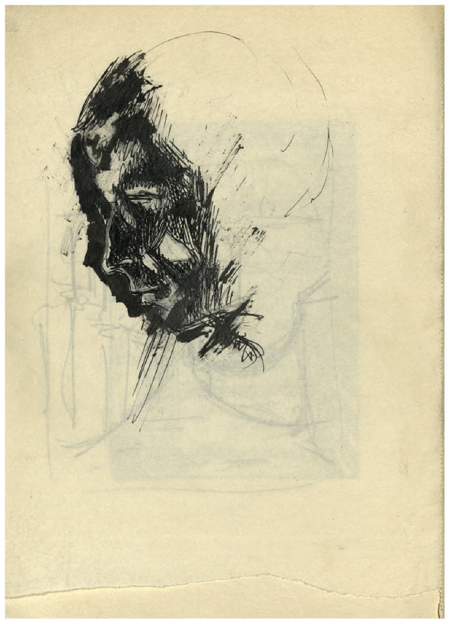 Ritratto maschile di profilo (disegno) di Disertori, Benvenuto Maria (sec. XX)