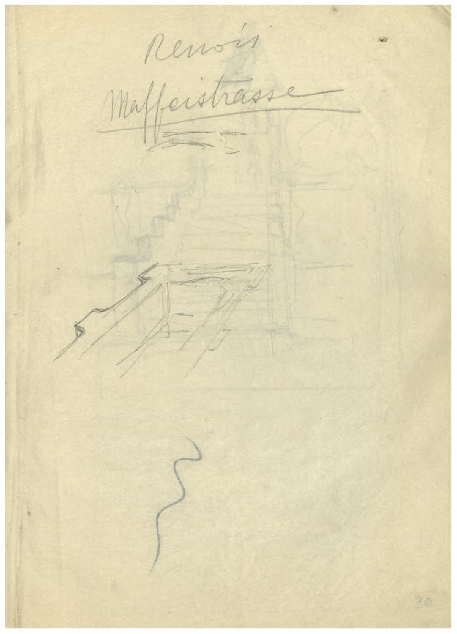 Schizzo e scritta in tedesco (disegno) di Disertori, Benvenuto Maria (sec. XX)