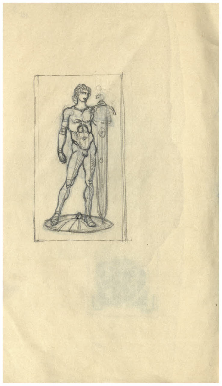 Guerriero con grande spada (disegno) di Disertori, Benvenuto Maria (sec. XX)