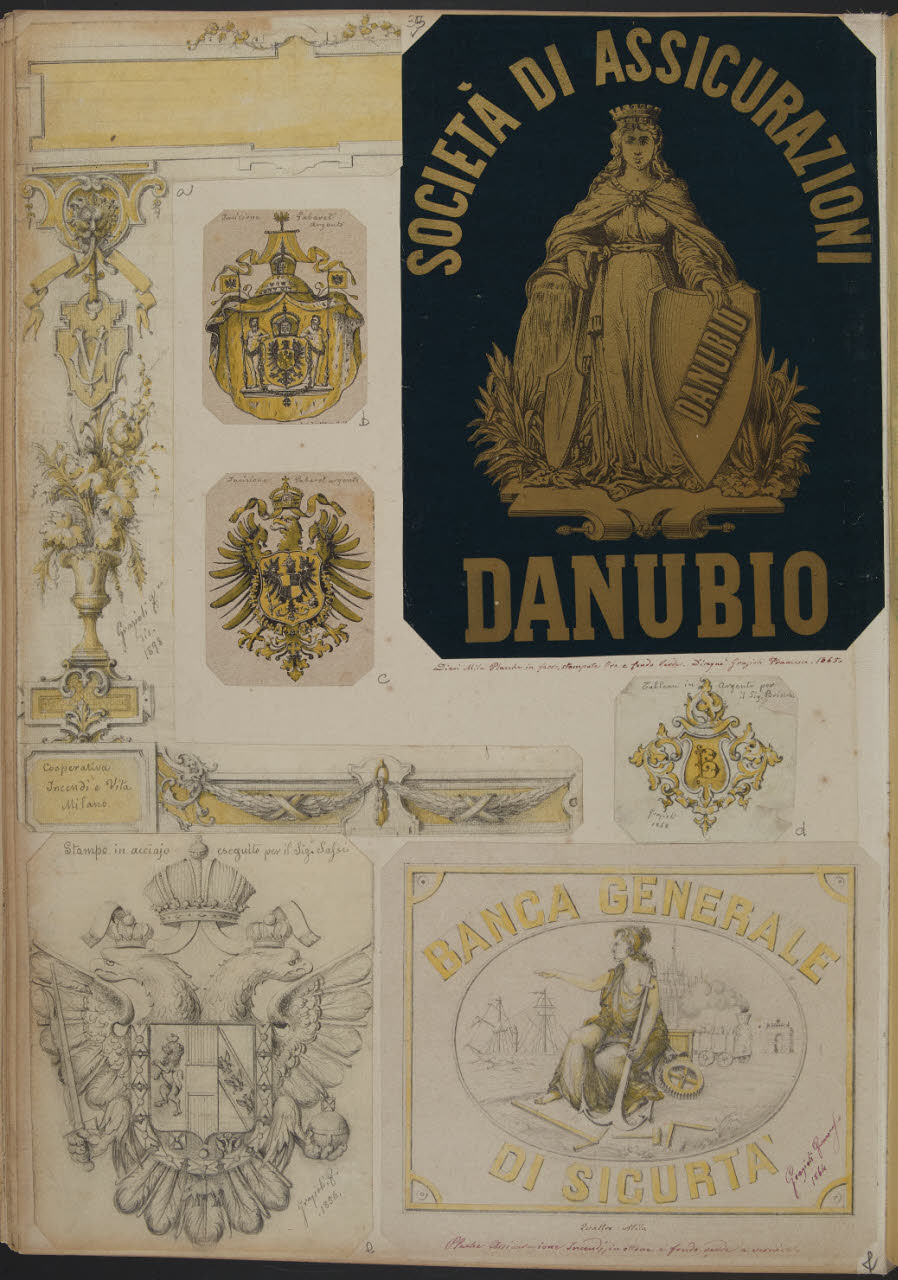 Decorazione con stemma (disegno) di Grazioli, Francesco (sec. XIX)