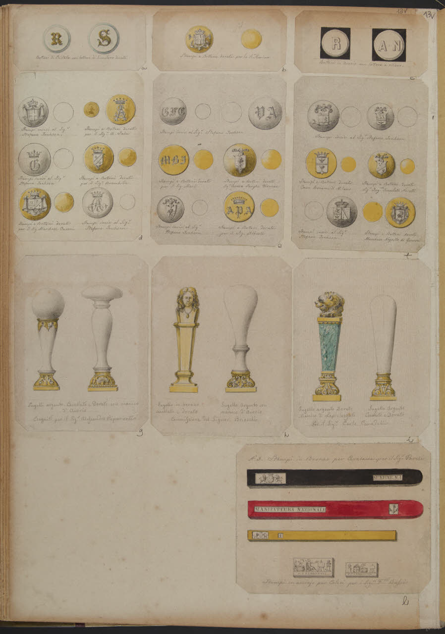 Sugelli in argento dorato (disegno) di Grazioli, Francesco (sec. XIX)