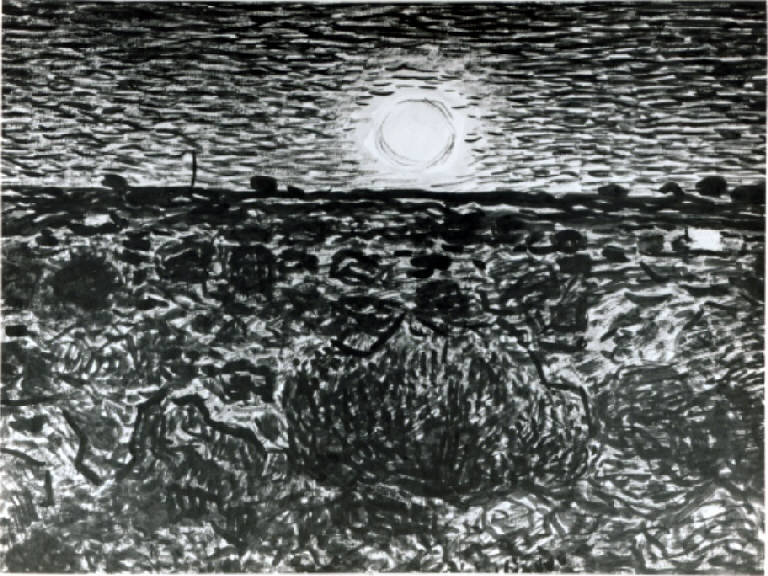 Plenilunio, Paesaggio (disegno) di Ciardo Vincenzo (metà sec. XX)