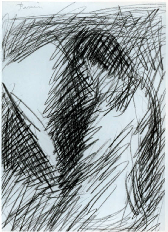 Donna che legge, Figura femminile che legge (disegno) di Parzini Luigi (metà sec. XX)