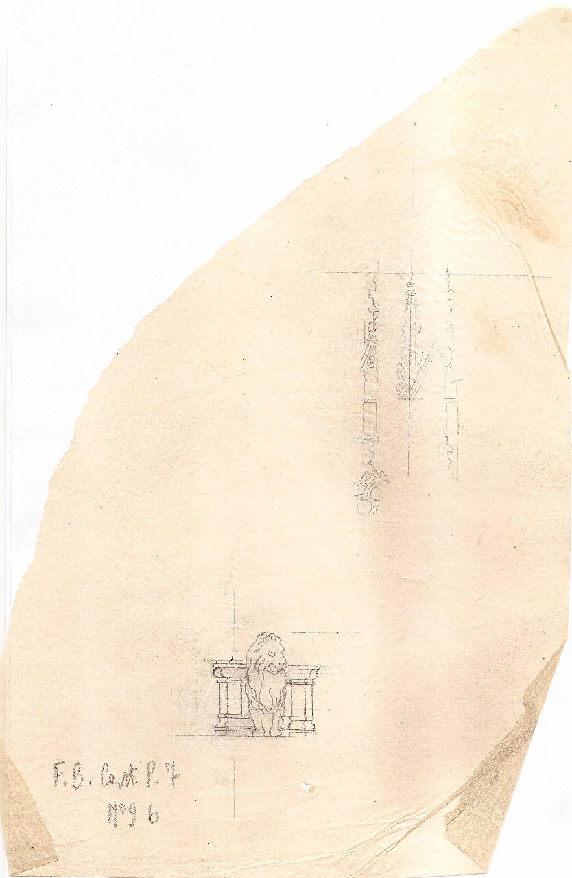 Studio di protiro, Monumento Visconti, Studio di protiro, Monumento Visconti (disegno) di Bisi, Luigi (sec. XIX)