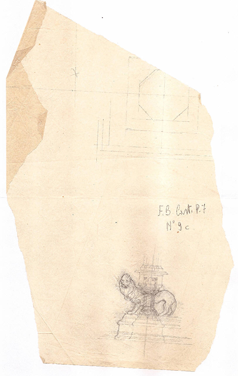 Studio di protiro, Monumento Visconti, studio di protiro, Monumento Visconti (disegno) di Bisi, Luigi (sec. XIX)