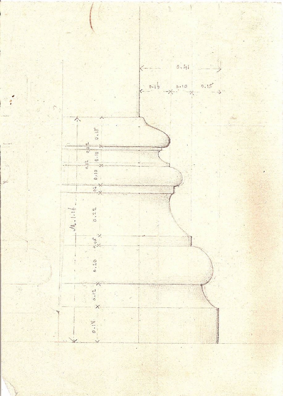Studio di basamento di colonna, Studio di basamento di colonna (disegno) di Bisi, Luigi (sec. XIX)