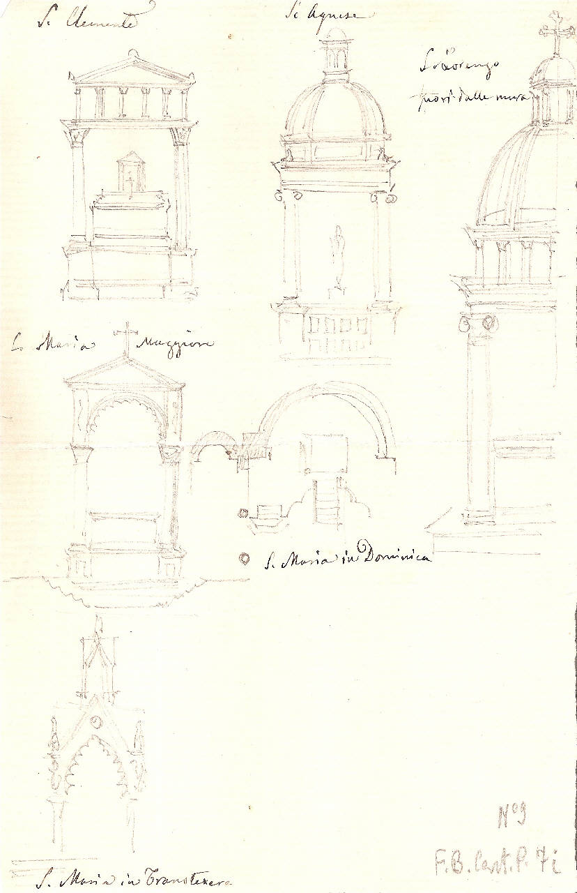Studi di Monumenti funebri, Studi di Monumenti funebri (disegno) di Bisi, Luigi (sec. XIX)