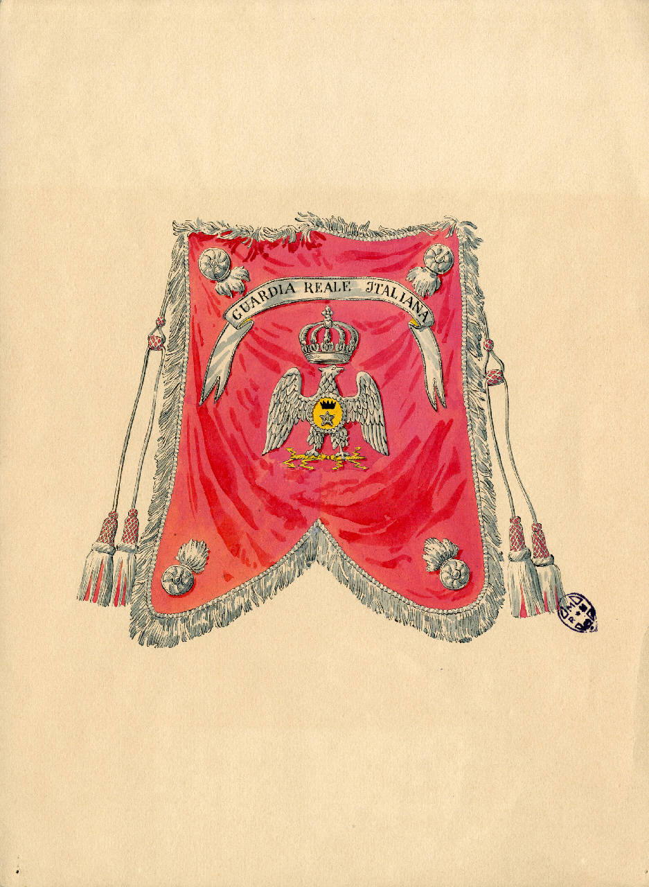 Banderola de trompetta dei Dragoni de la Garde royale italienne (disegno) di Brunon, Jean (sec. XIX)