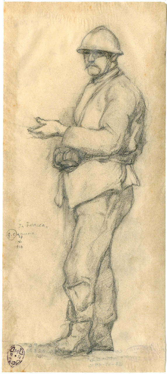 In trincea (disegno) di Camona, Giuseppe (sec. XX)