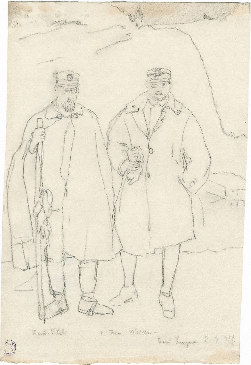 Tenente Vitali e Tenente Worla (disegno) di Cascella, Michele (sec. XX)
