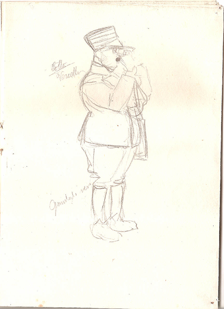 Soldato in appostamento (disegno) di Lombardi, Ambrogio (sec. XX)