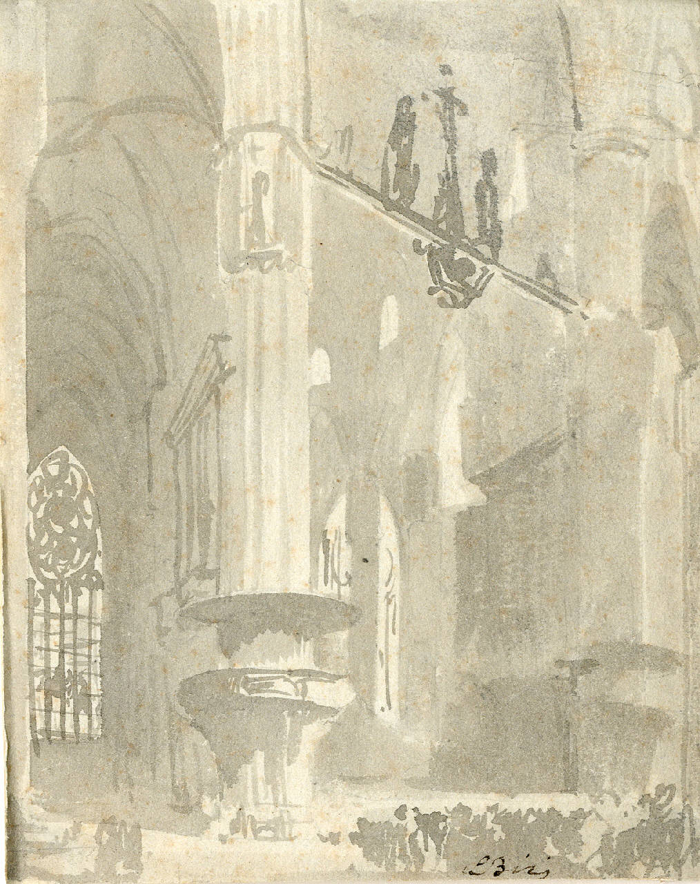 Duomo, fronte del presbiterio, Duomo, fronte del presbiterio (disegno) di Bisi, Luigi (sec. XIX)