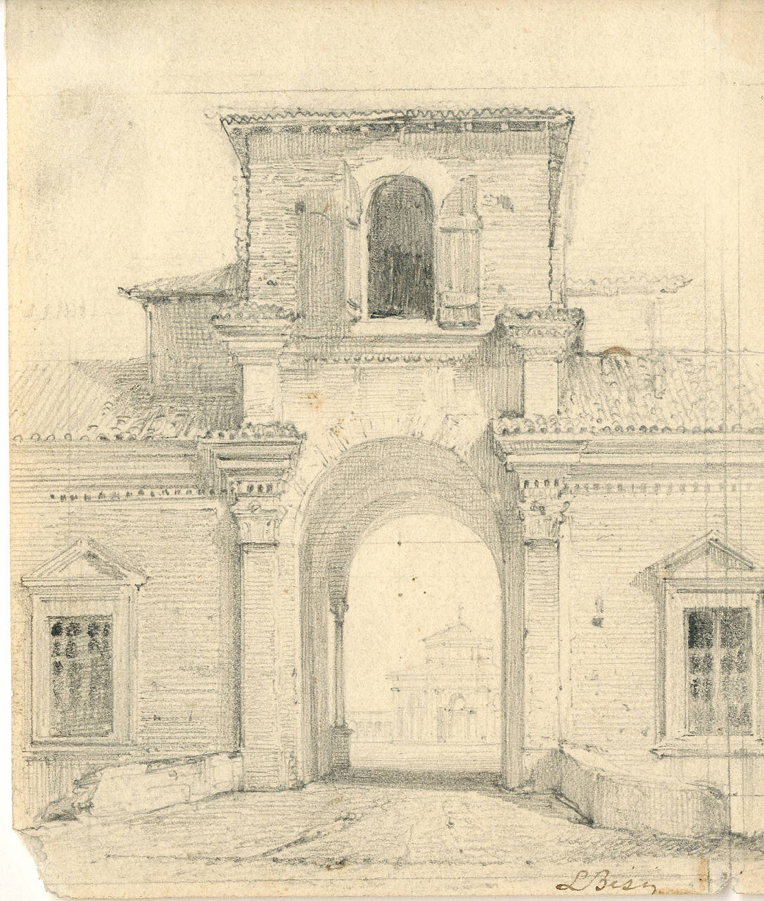 Ingresso principale del Lazzaretto, Ingresso principale del Lazzaretto (disegno) di Bisi, Luigi (sec. XIX)