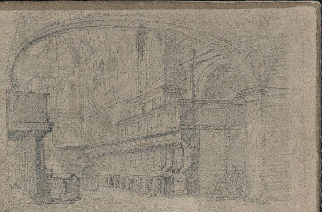 coro della Chiesa di San Maurizio (disegno) di Bisi, Luigi (sec. XIX)