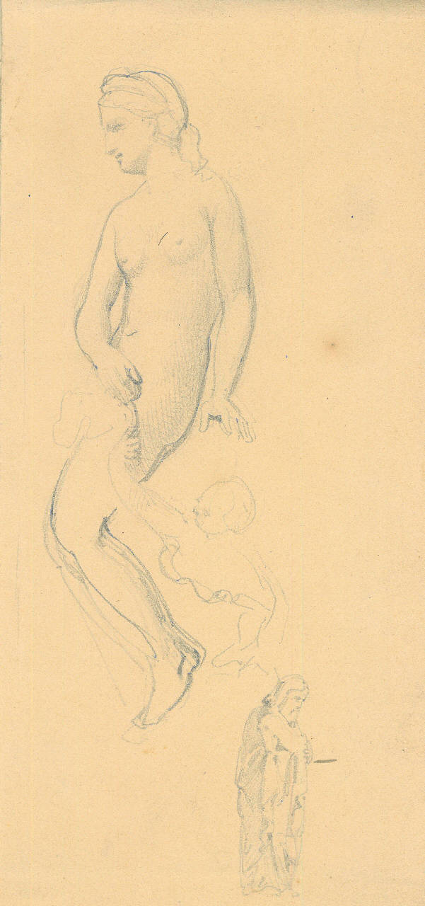 figura femminile nuda (disegno) di Bisi, Luigi (sec. XIX)