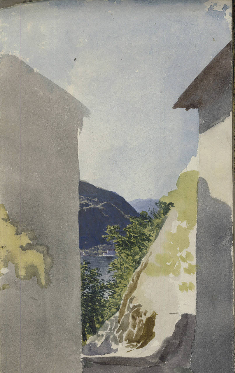 paesaggio montano, paesaggio montano (disegno) di Bisi, Luigi (sec. XIX)