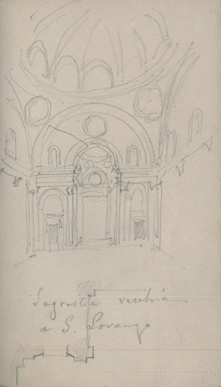 Sagrestia vecchia a S. Lorenzo, architettura (disegno) di Bisi, Luigi (ca 1875 - ca 1875)