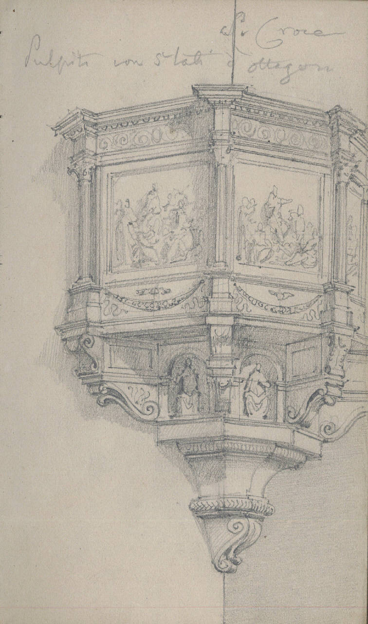 Pulpito con 5 lati ottagonali di S. Croce, architettura (disegno) di Bisi, Luigi (ca 1875 - ca 1875)