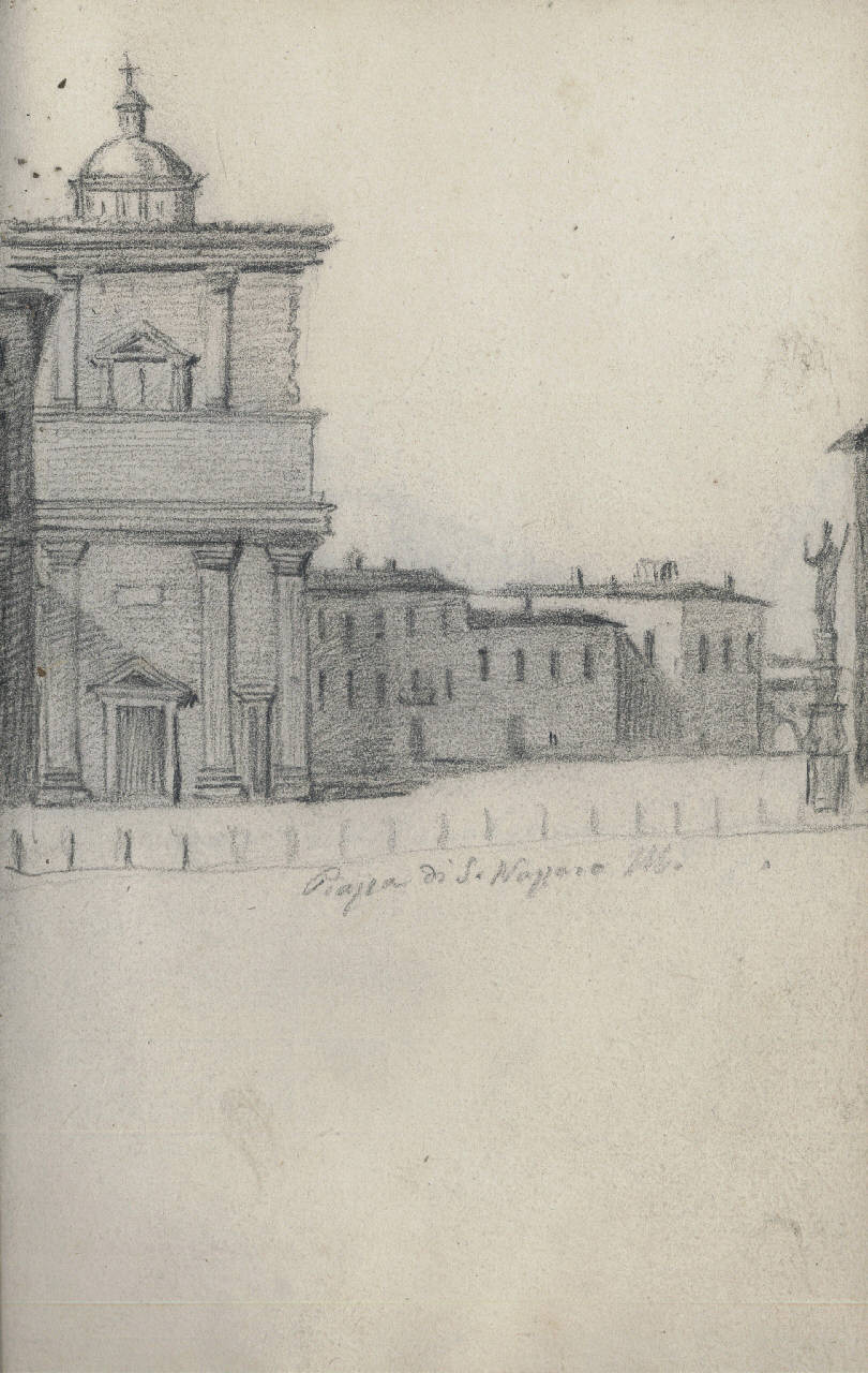 Piazza di San Nazaro, Piazza di San Nazaro (disegno) di Bisi, Luigi (1837 - 1886)