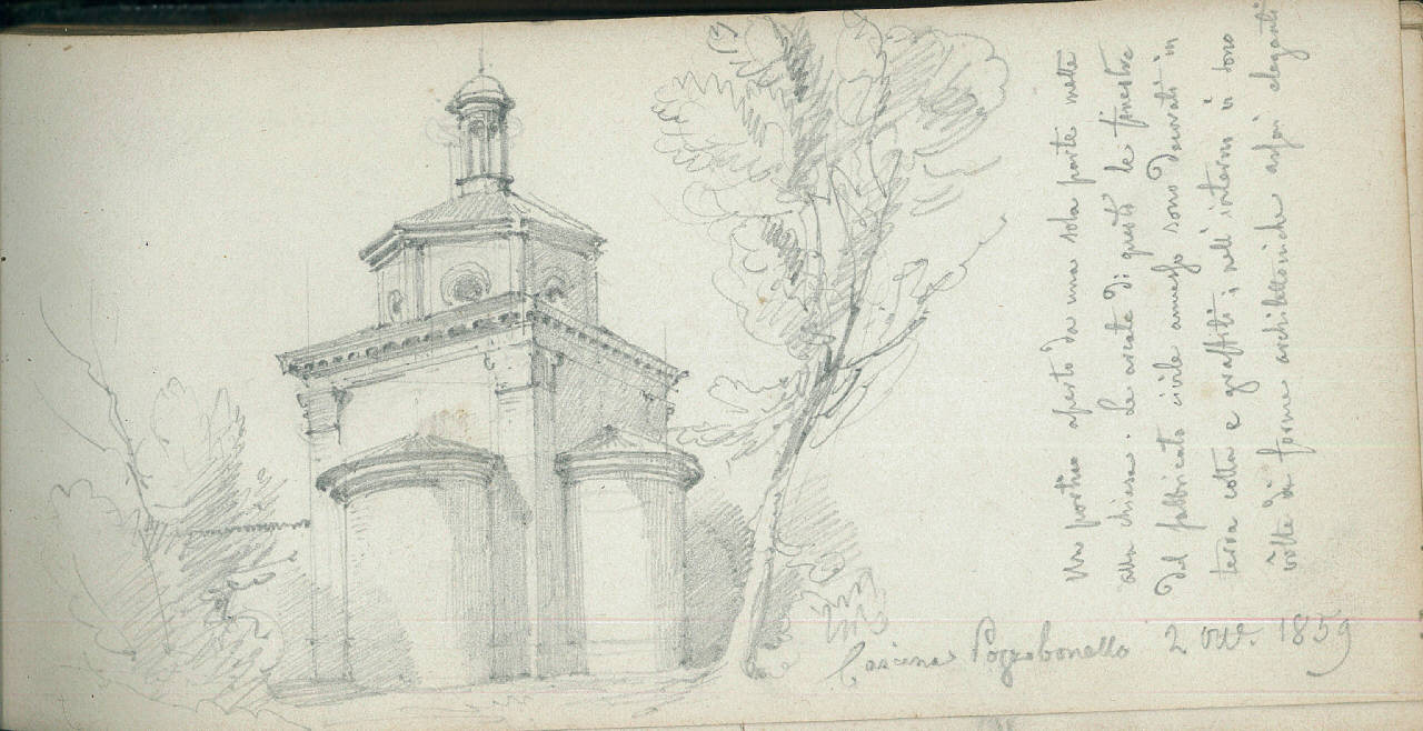 Cascina Pozzobonelli a Milano, Cascina Pozzobonelli a Milano (disegno) di Bisi, Luigi (metà sec. XIX)