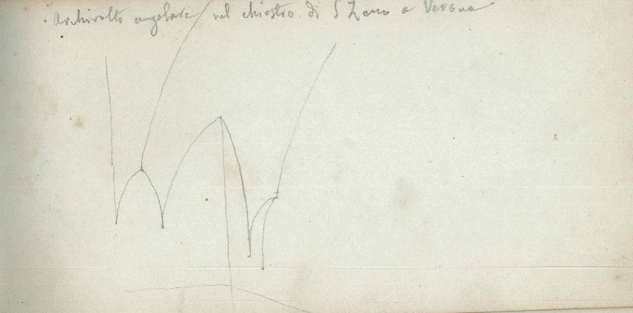 archivolto angolare nel chiostro di San Zeno a Verona, archivolto angolare nel chiostro di San Zeno a Verona (disegno) di Bisi, Luigi (metà sec. XIX)
